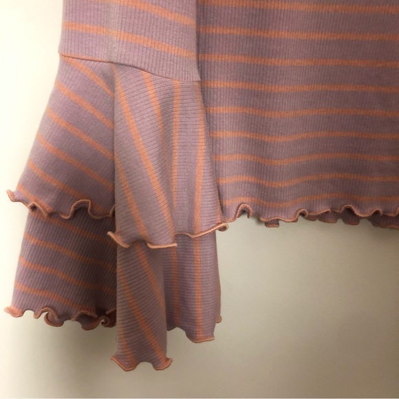 We The Free Good Find Bell Sleeve Shirt Dusty Pink Lettuce Hem Size Medium - Picture 3 of 4